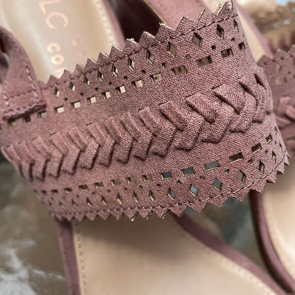 LC Lauren Conrad Streusel Mauve 8.5 size shoes 4” block heel dressy strap sandle - Picture 3 of 9